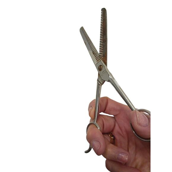 Hoffritz Hair Thinning Scissors ITALY Pro Barber SHEERS Salon DOUBLE Sided VNTG - Picture 2 of 7